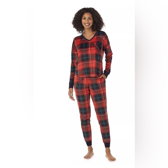New Cuddl Duds Velour Fleece Pajama Top & Banded Bottom Pajama Pants Sleep Set - Picture 2 of 10